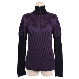 Vintage Nils Intarsia Knit Skier Motif Sweater Purple Sz Medium